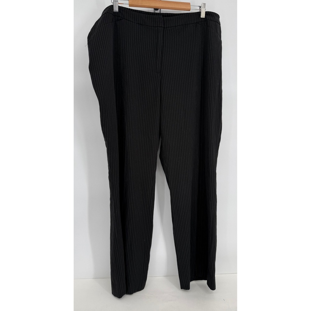 Jones New York Signature Woman Black Pinstripe Stretch Dress Pants Sz 20W